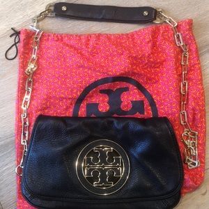 Tory Burch Black leather evening bag and clutch